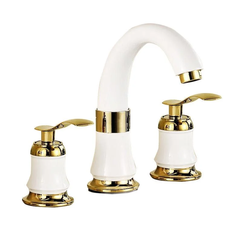 Luxury Rotatable Widespread Sink Tap Circular Lever Handle Tap with Water Hose -Bathlova