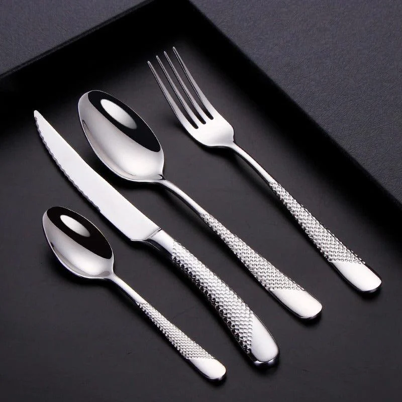 Luxury Textured Handle Silverware Set -Bathlova