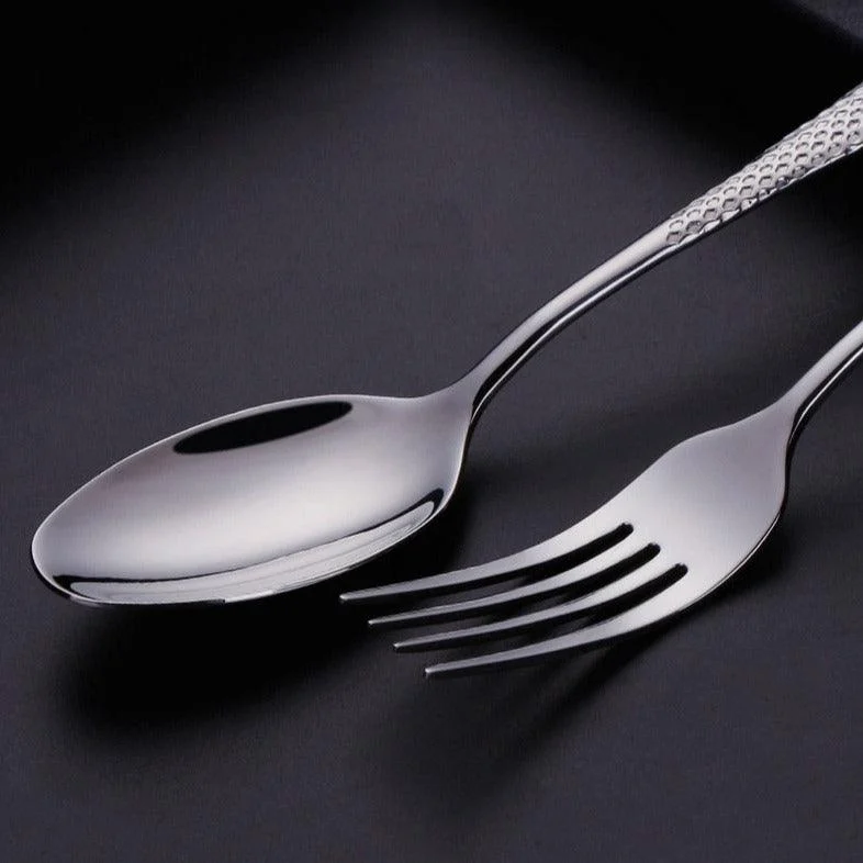 Luxury Textured Handle Silverware Set -Bathlova