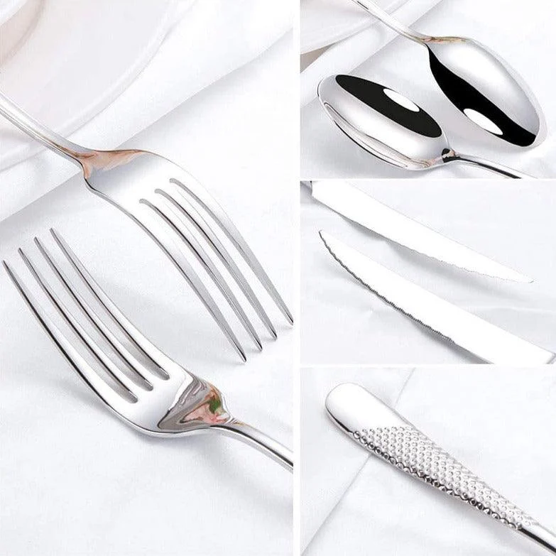 Luxury Textured Handle Silverware Set -Bathlova