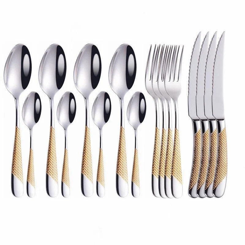 Luxury Textured Handle Silverware Set -Bathlova