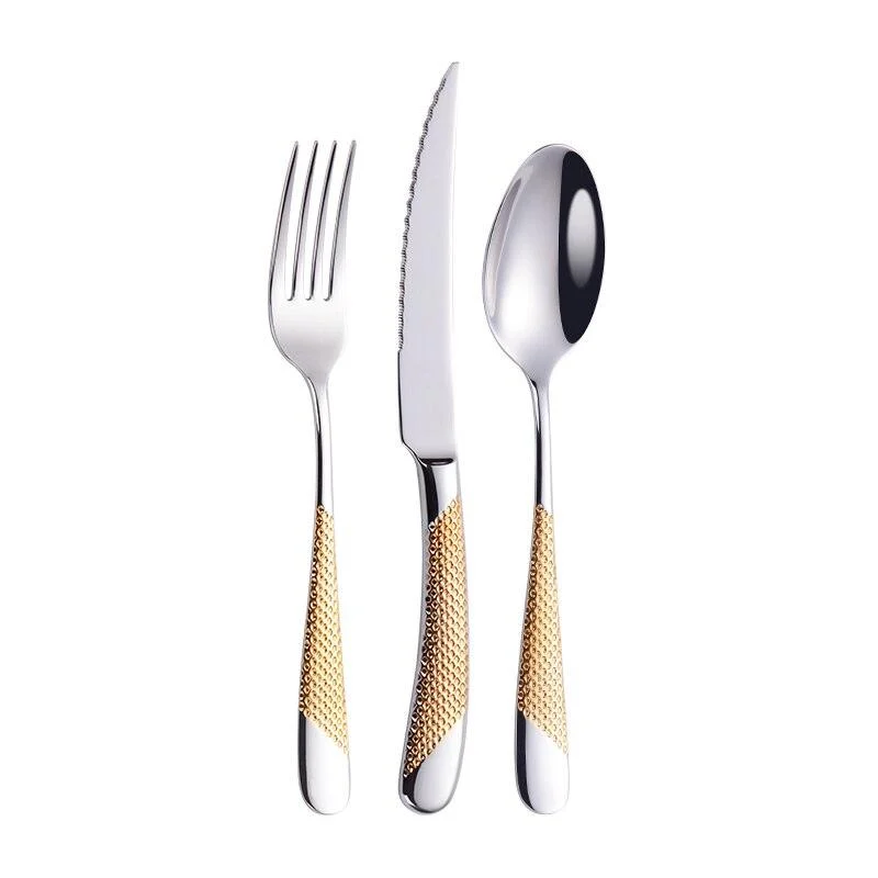 Luxury Textured Handle Silverware Set -Bathlova