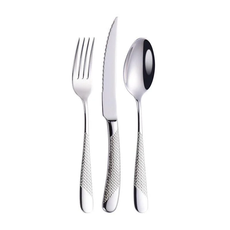 Luxury Textured Handle Silverware Set -Bathlova