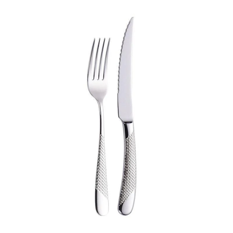 Luxury Textured Handle Silverware Set -Bathlova