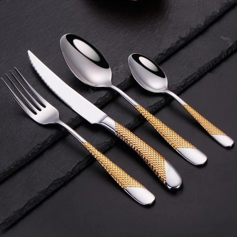 Luxury Textured Handle Silverware Set -Bathlova