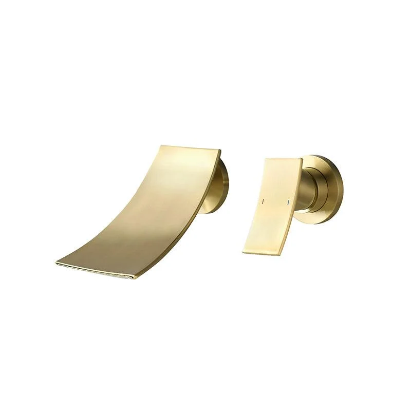 Luxury Wall Mounted Bathroom Tap Lever Handles Low Arc Solid Brass Tap -Bathlova