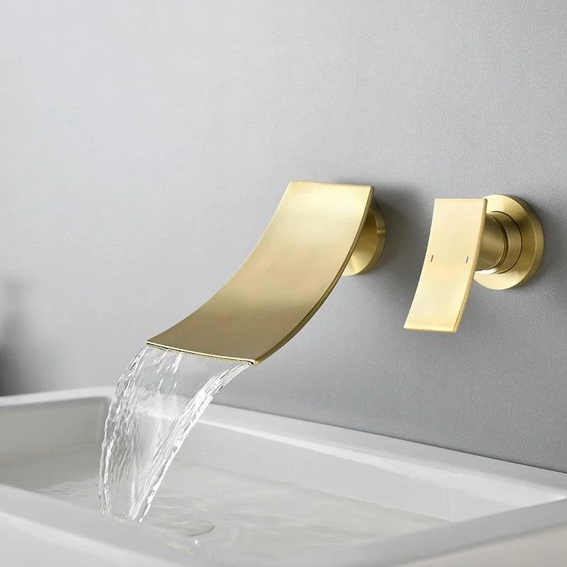 Luxury Wall Mounted Bathroom Tap Lever Handles Low Arc Solid Brass Tap -Bathlova