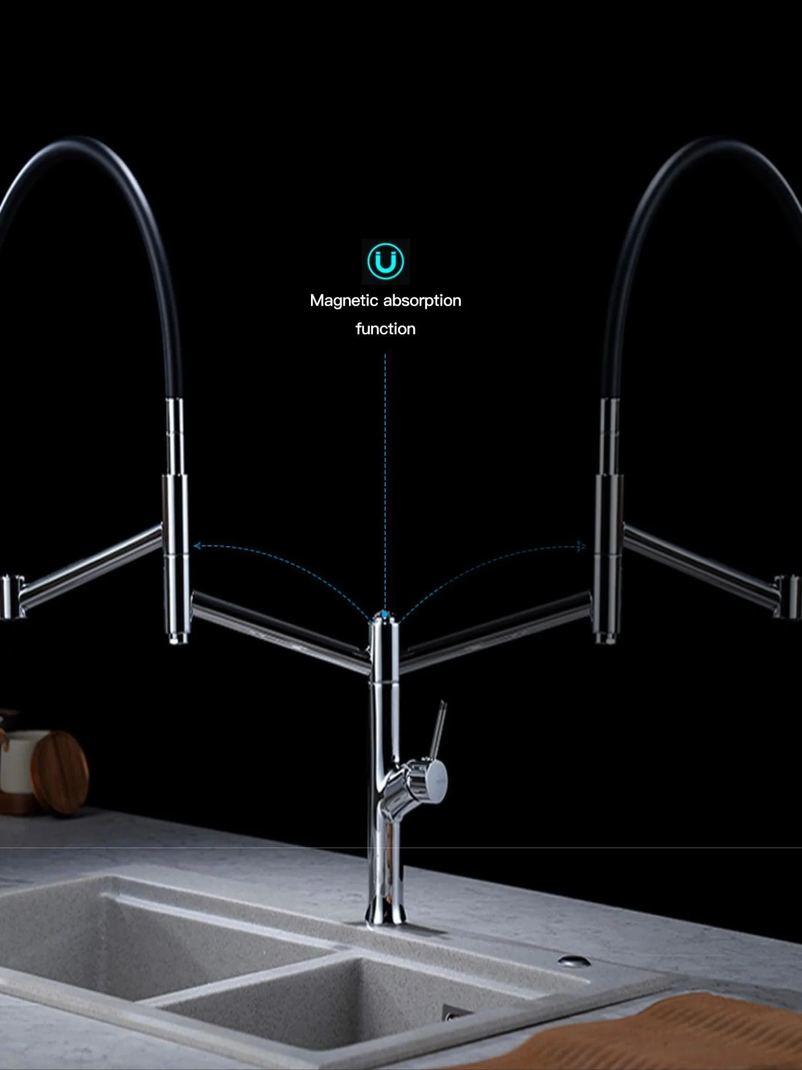 Magnetic Suction Pull-out Design Rotating Double Control Sink Tap -Bathlova