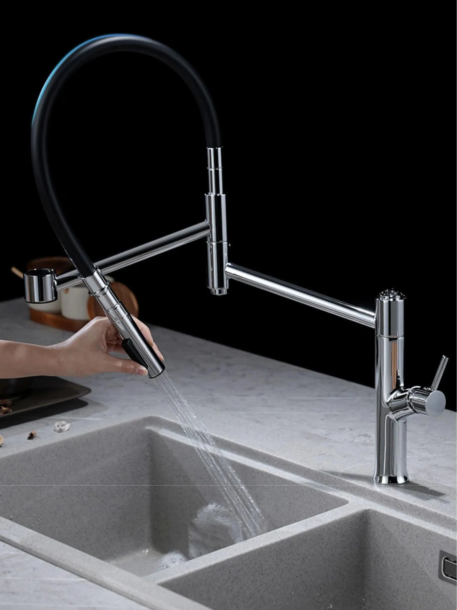 Magnetic Suction Pull-out Design Rotating Double Control Sink Tap -Bathlova