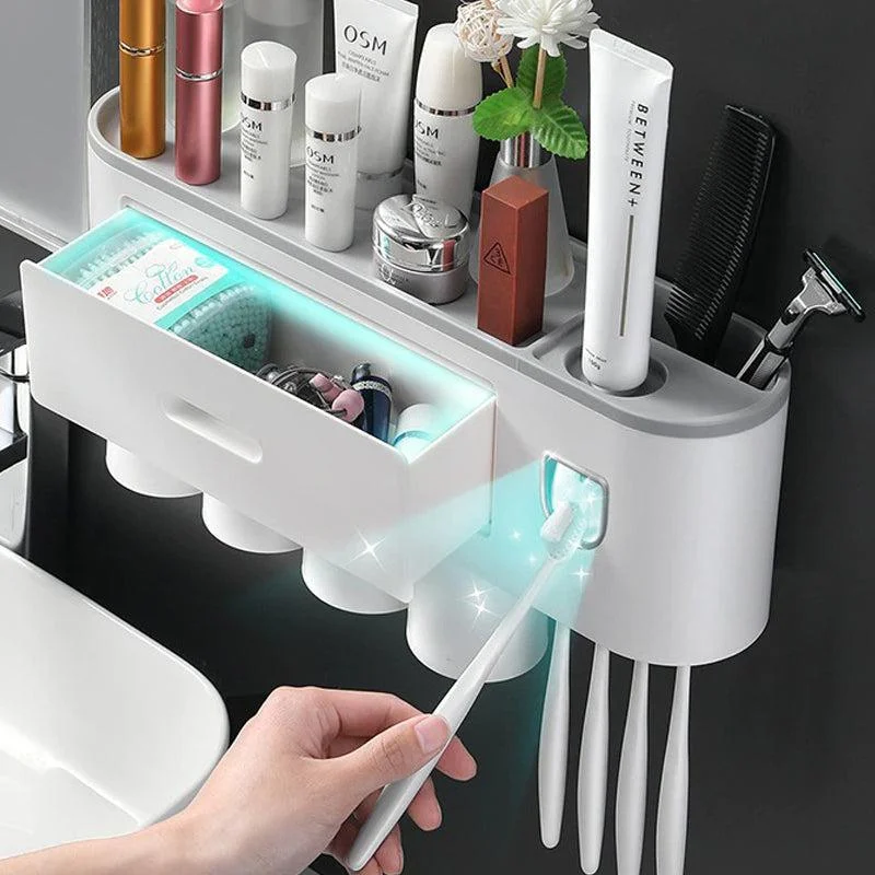 Magnetic Toothbrush Bathroom Holder Automatic Toothpaste Squeezer -Bathlova