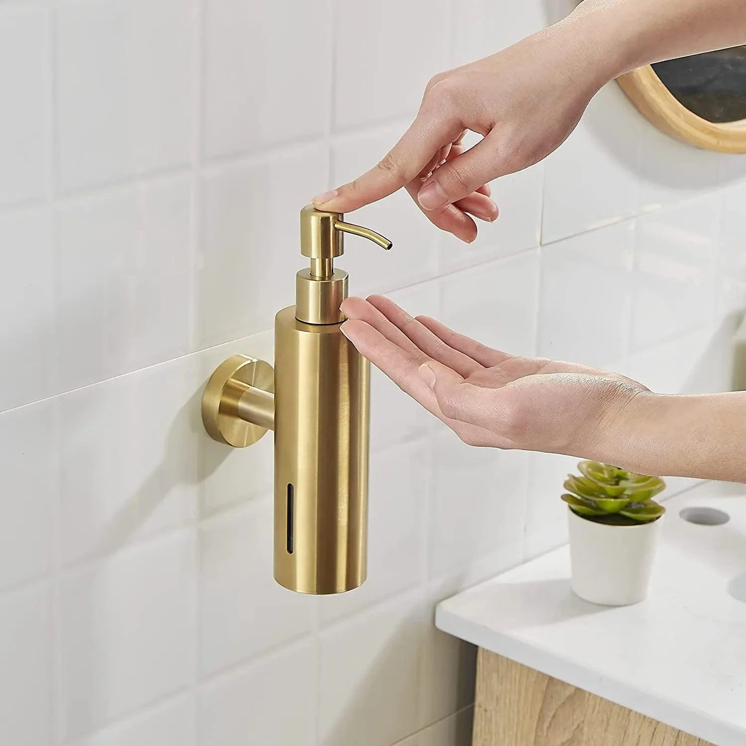 Manual Soap Dispenser Wall Mounted Square Round Soap Dispenser -Bathlova