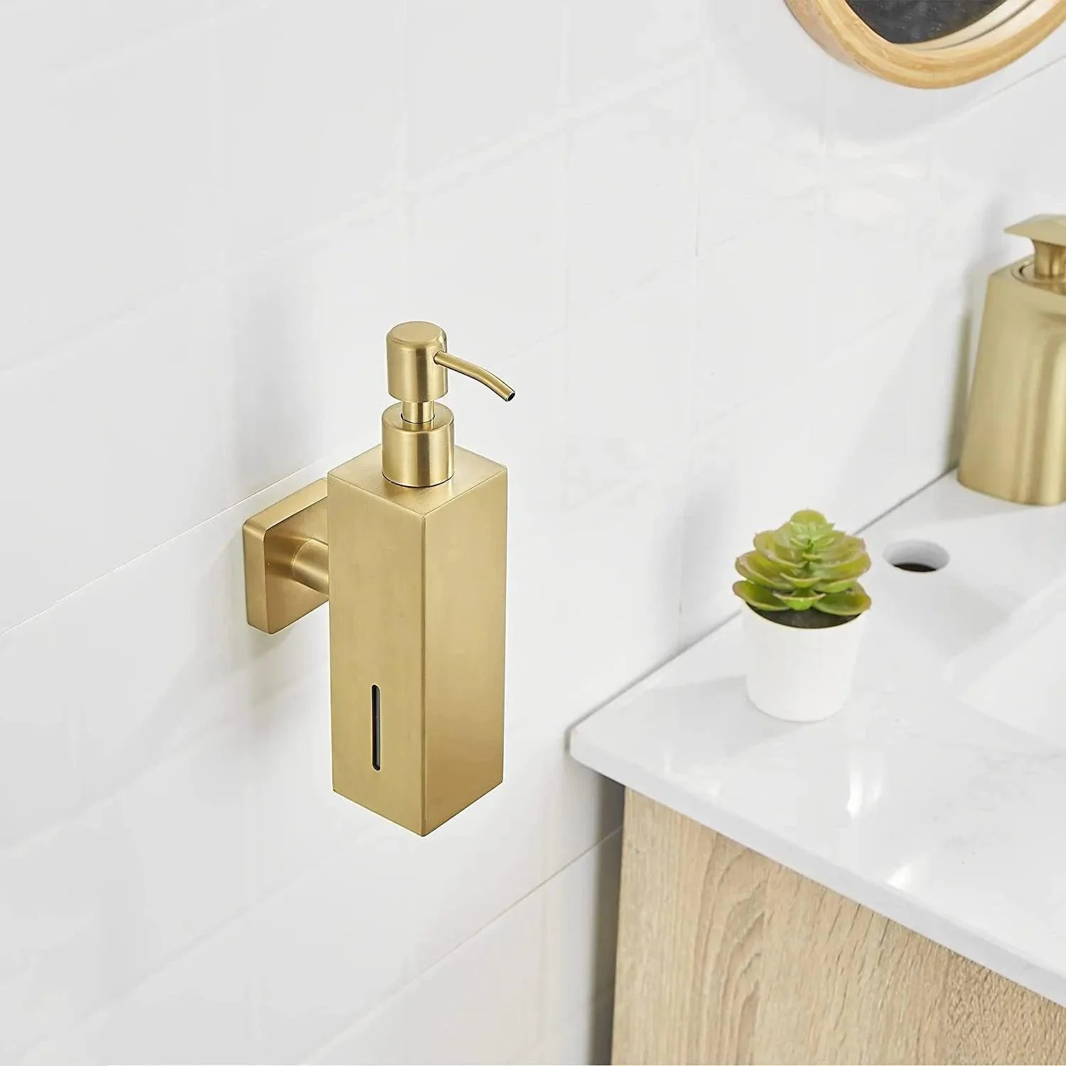 Manual Soap Dispenser Wall Mounted Square Round Soap Dispenser -Bathlova