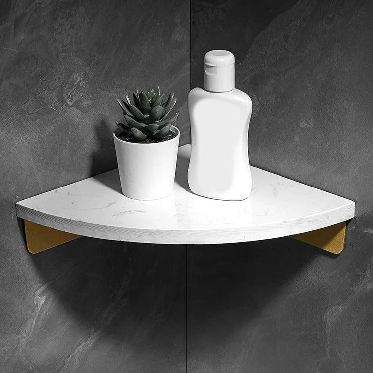 Marble 2 Piece Bathroom Accessory Set Brushed Metal Bath Shelf -Bathlova