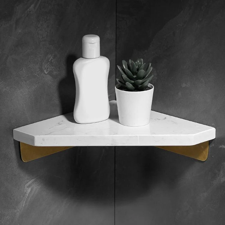 Marble 2 Piece Bathroom Accessory Set Brushed Metal Bath Shelf -Bathlova