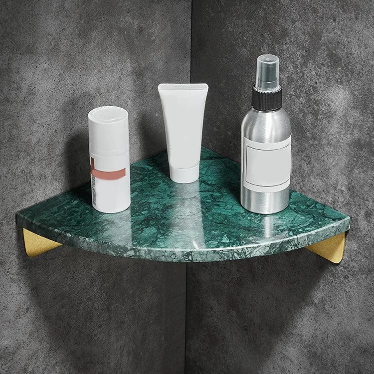 Marble 2 Piece Bathroom Accessory Set Brushed Metal Bath Shelf -Bathlova