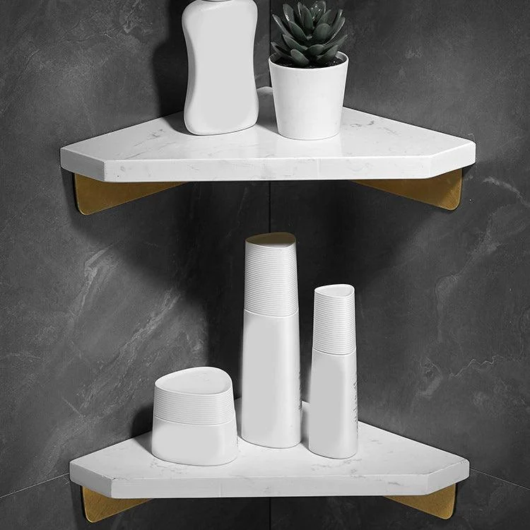 Marble 2 Piece Bathroom Accessory Set Brushed Metal Bath Shelf -Bathlova