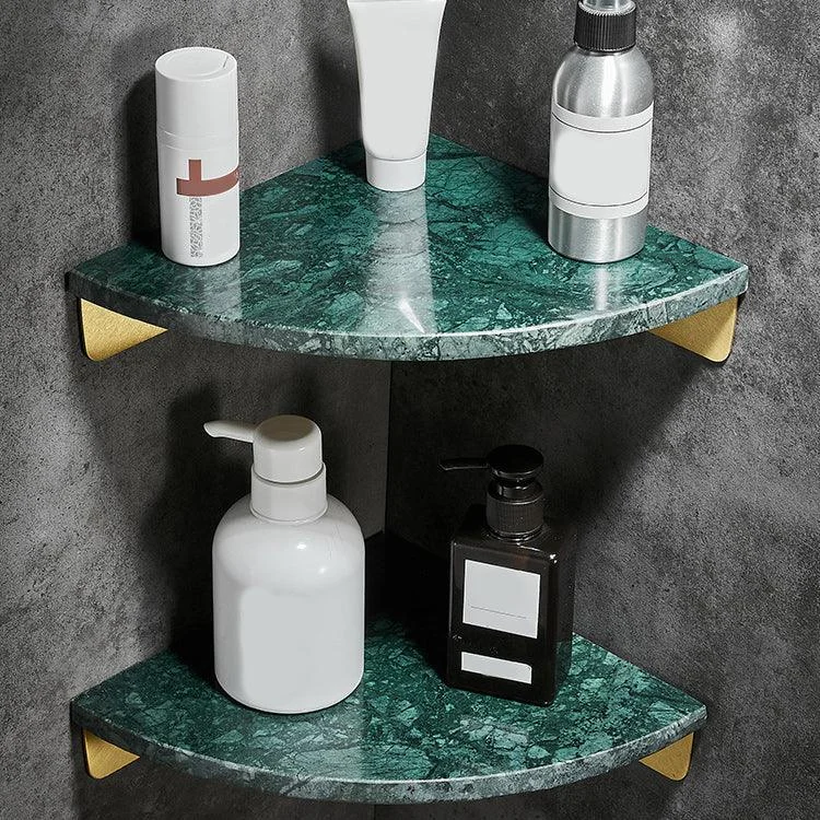 Marble 2 Piece Bathroom Accessory Set Brushed Metal Bath Shelf -Bathlova