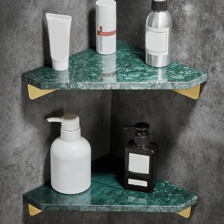 Marble 2 Piece Bathroom Accessory Set Brushed Metal Bath Shelf -Bathlova