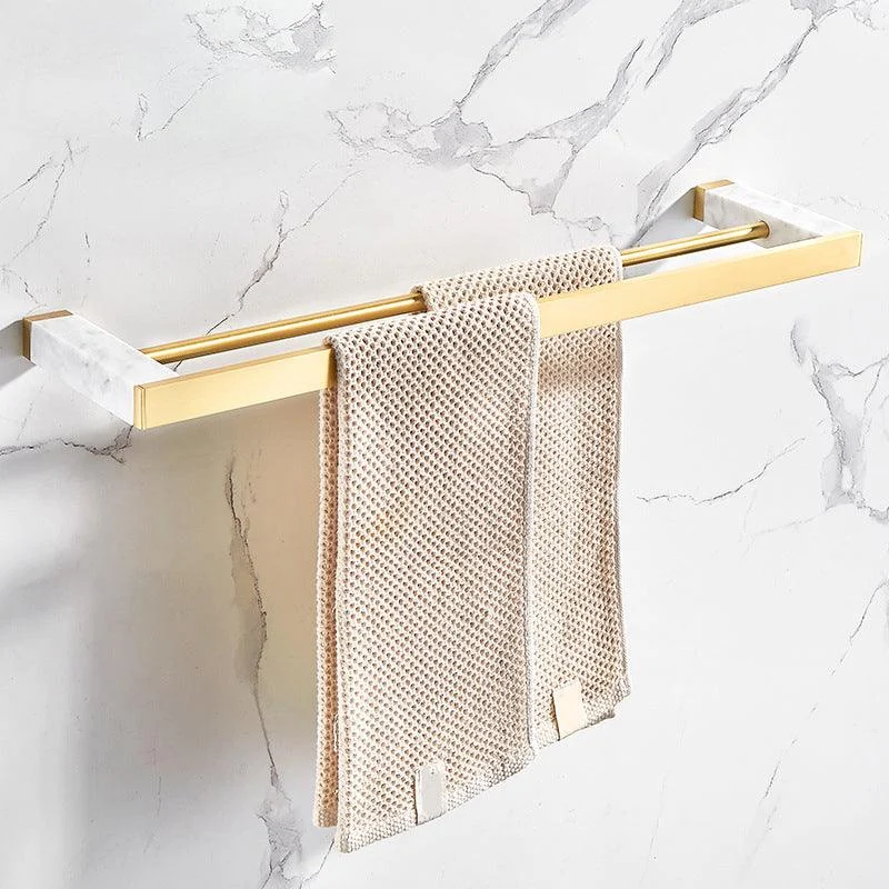 Marble & Brass Bath Hardware Set Golden Bathroom Accessory Kit -Bathlova