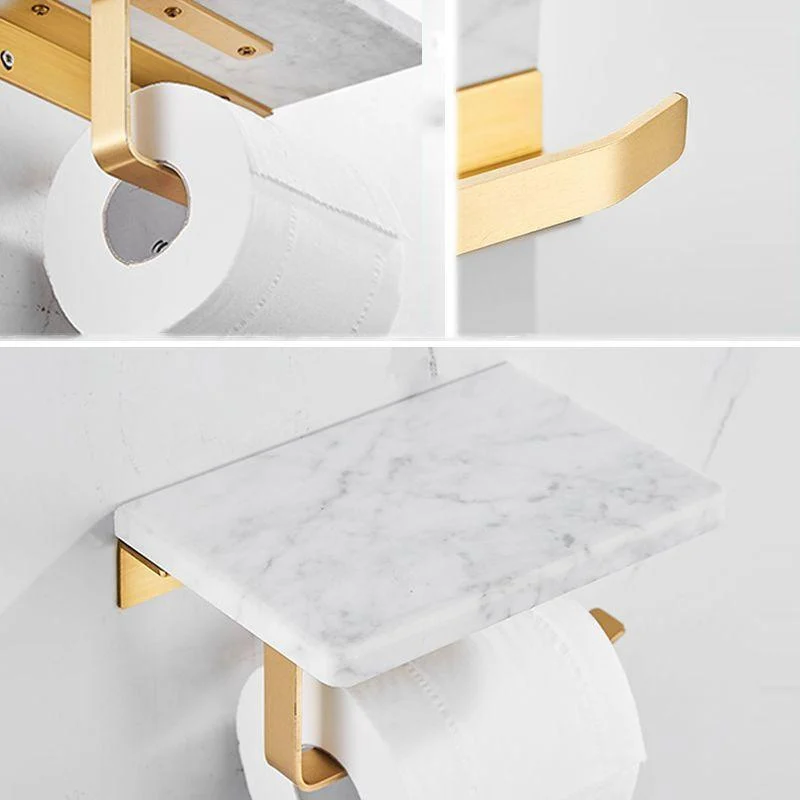 Marble & Brass Bath Hardware Set Golden Bathroom Accessory Kit -Bathlova