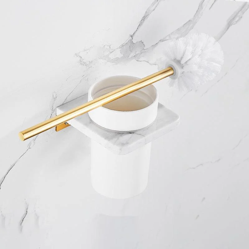 Marble & Brass Bath Hardware Set Golden Bathroom Accessory Kit -Bathlova