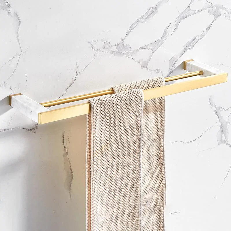 Marble & Brass Bath Hardware Set Golden Bathroom Accessory Kit -Bathlova