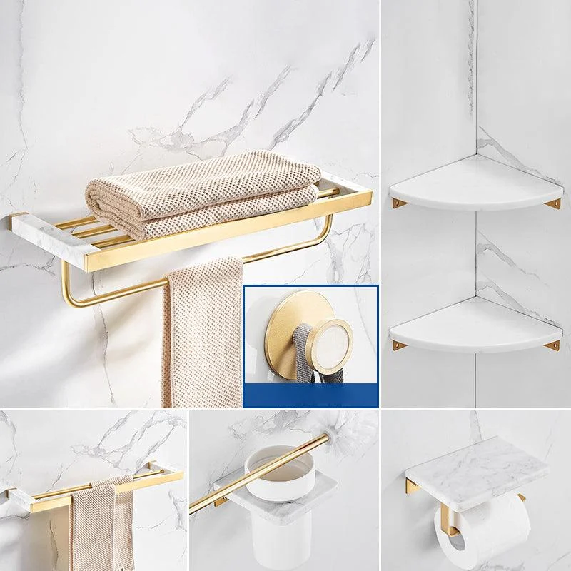 Marble & Brass Bath Hardware Set Golden Bathroom Accessory Kit -Bathlova