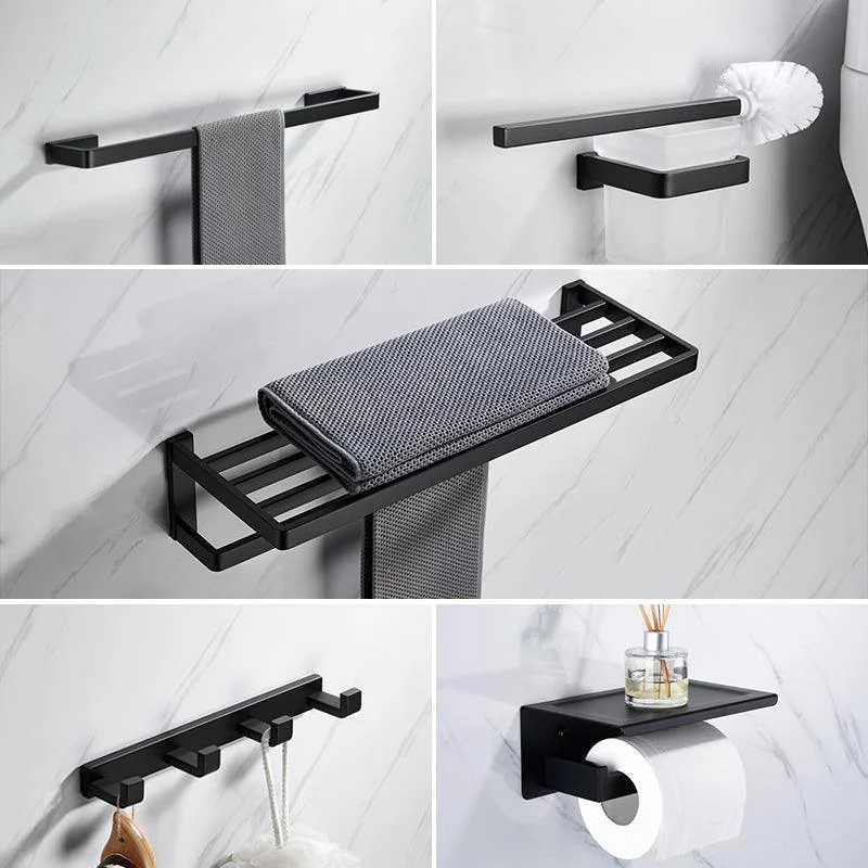 Matte Black 5-Piece Modern Bathroom Accessory as Individual or as a Set with Towel Bar -Bathlova