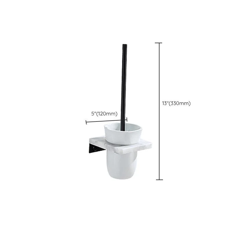 Matte Black Bathroom Accessory Set in Metal & Marble with Bath Shelf/Towel Bar -Bathlova