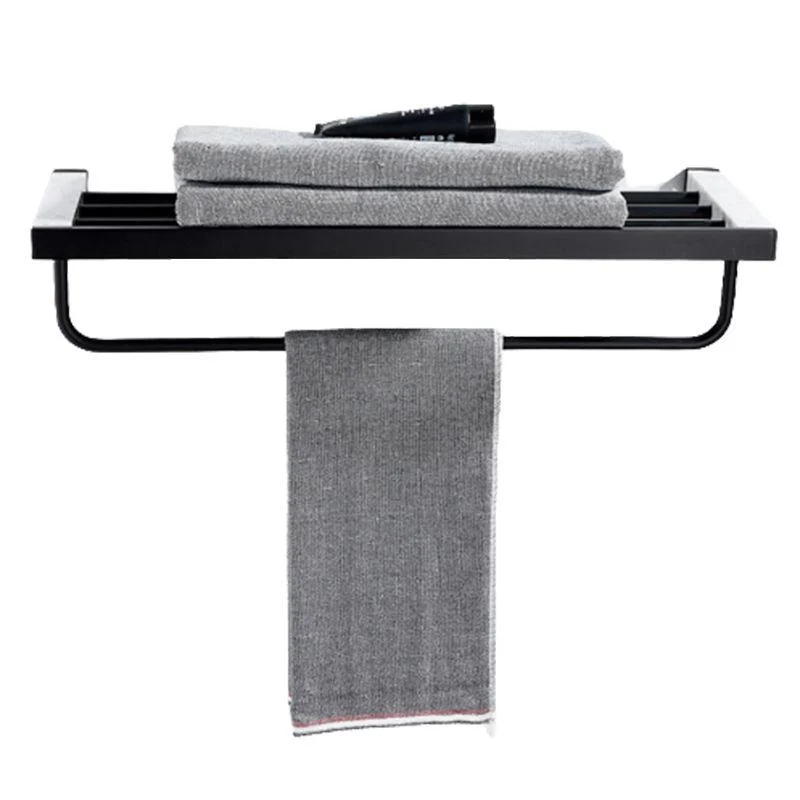 Matte Black Bathroom Accessory Set in Metal & Marble with Bath Shelf/Towel Bar -Bathlova