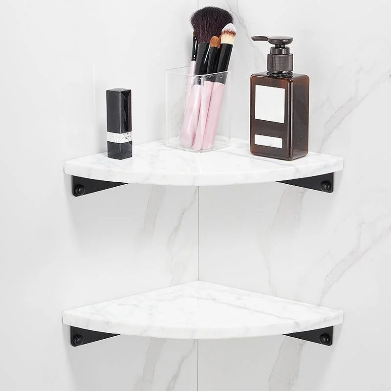 Matte Black Bathroom Accessory Set in Metal & Marble with Bath Shelf/Towel Bar -Bathlova