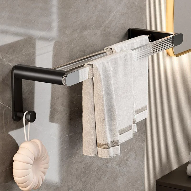 Matte Black Bathroom Hardware Set Metal & Acrylic Bath Shelf/Towel Bar/Robe Hooks -Bathlova