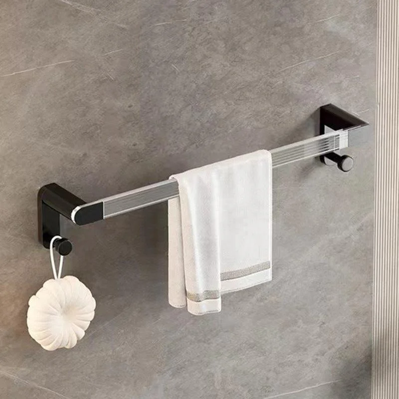 Matte Black Bathroom Hardware Set Metal & Acrylic Bath Shelf/Towel Bar/Robe Hooks -Bathlova