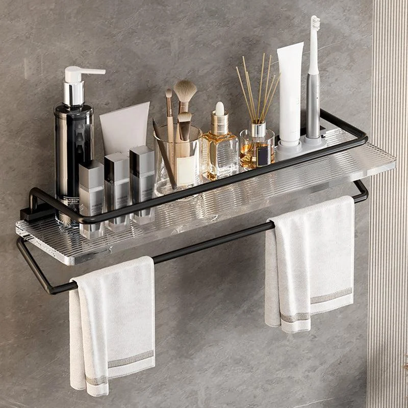 Matte Black Bathroom Hardware Set Metal & Acrylic Bath Shelf/Towel Bar/Robe Hooks -Bathlova