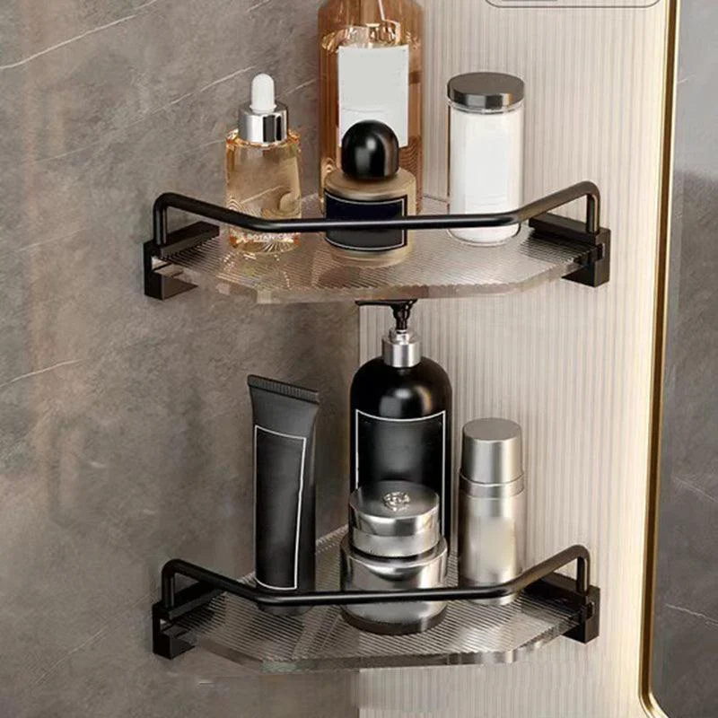 Matte Black Bathroom Hardware Set Metal & Acrylic Bath Shelf/Towel Bar/Robe Hooks -Bathlova