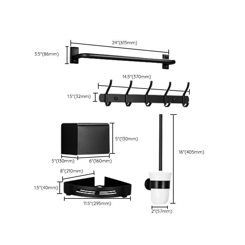 Matte Black Bathroom Hardware Set Modern Bathroom Accessory as Individual or as A Set -Bathlova