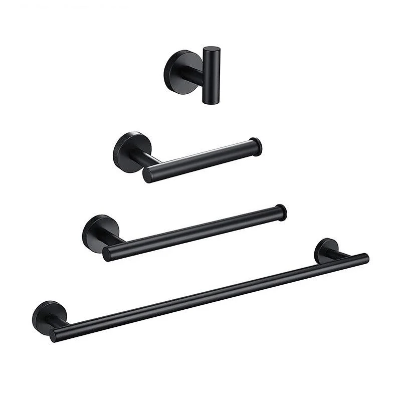 Matte Black Bathroom Hardware Set Stainless Steel Towel Bar/Paper Holder/Robe Hooks -Bathlova