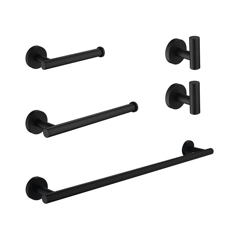 Matte Black Bathroom Hardware Set Stainless Steel Towel Bar/Paper Holder/Robe Hooks -Bathlova