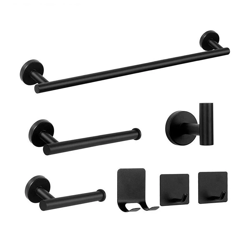 Matte Black Bathroom Hardware Set Stainless Steel Towel Bar/Paper Holder/Robe Hooks -Bathlova