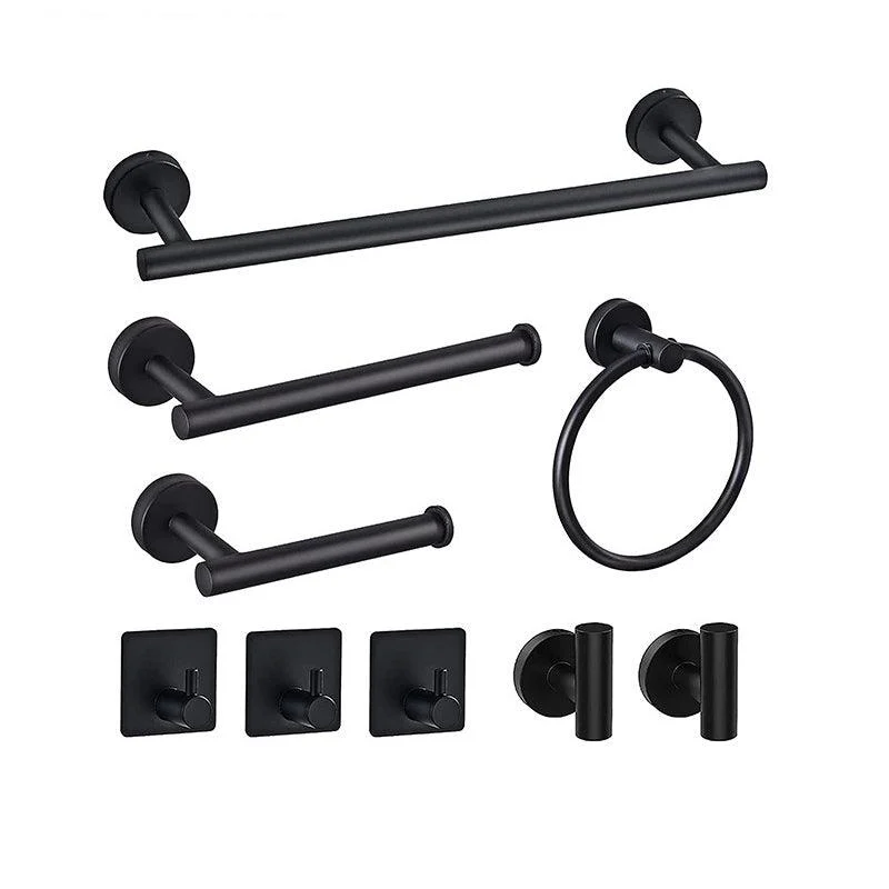 Matte Black Bathroom Hardware Set Stainless Steel Towel Bar/Paper Holder/Robe Hooks -Bathlova