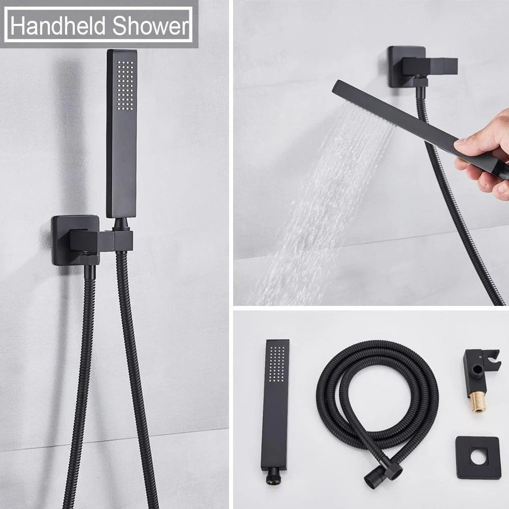 Matte Black Bathroom Shower Tap Black Digital Shower Taps Set -Bathlova