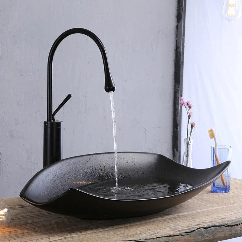 Matte Black Bathroom Sinks Modern Counter Basin Sink for Kitchen -Bathlova