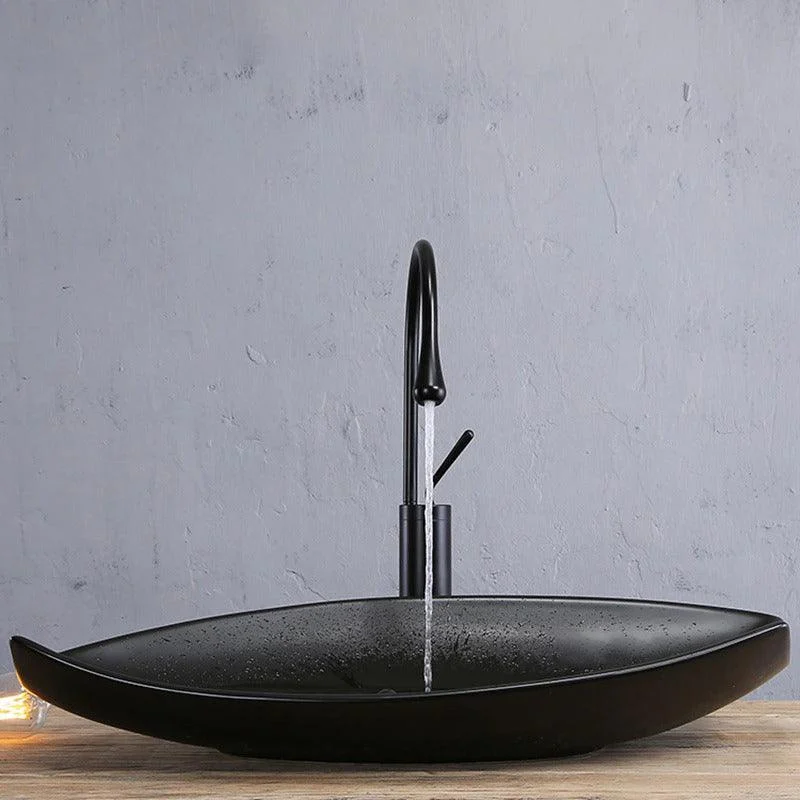 Matte Black Bathroom Sinks Modern Counter Basin Sink for Kitchen -Bathlova