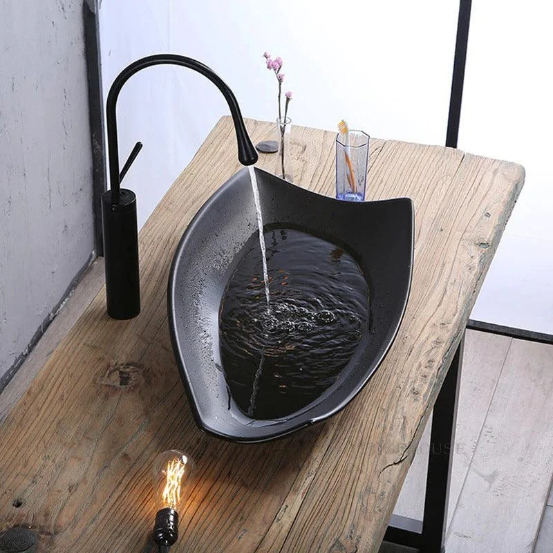 Matte Black Bathroom Sinks Modern Counter Basin Sink for Kitchen -Bathlova