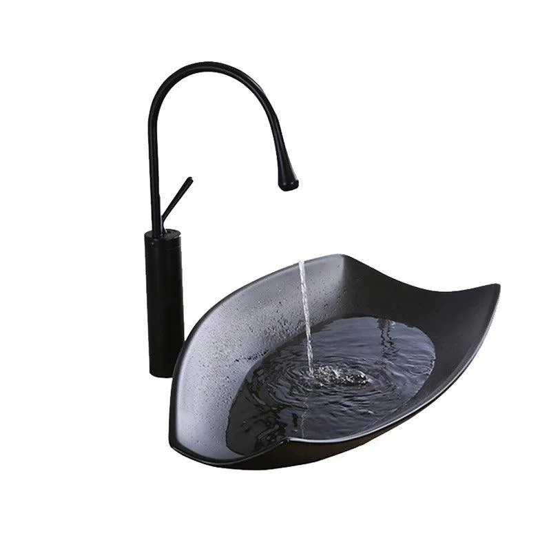 Matte Black Bathroom Sinks Modern Counter Basin Sink for Kitchen -Bathlova