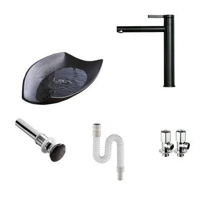 Matte Black Bathroom Sinks Modern Counter Basin Sink for Kitchen -Bathlova