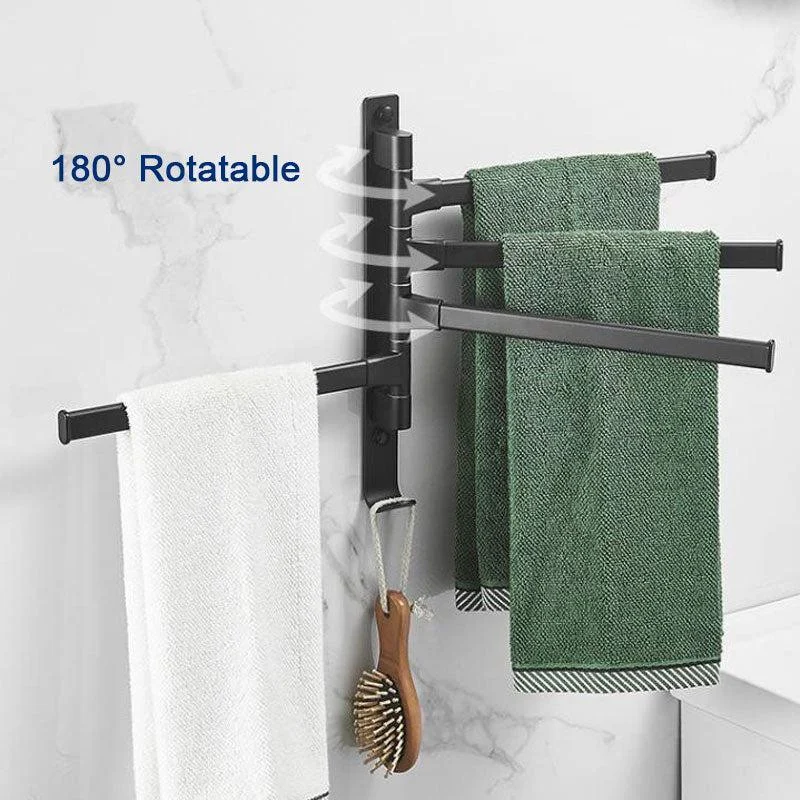 Matte Black Bathroom Swivel Towel Bar Space Saving Swinging Rack -Bathlova