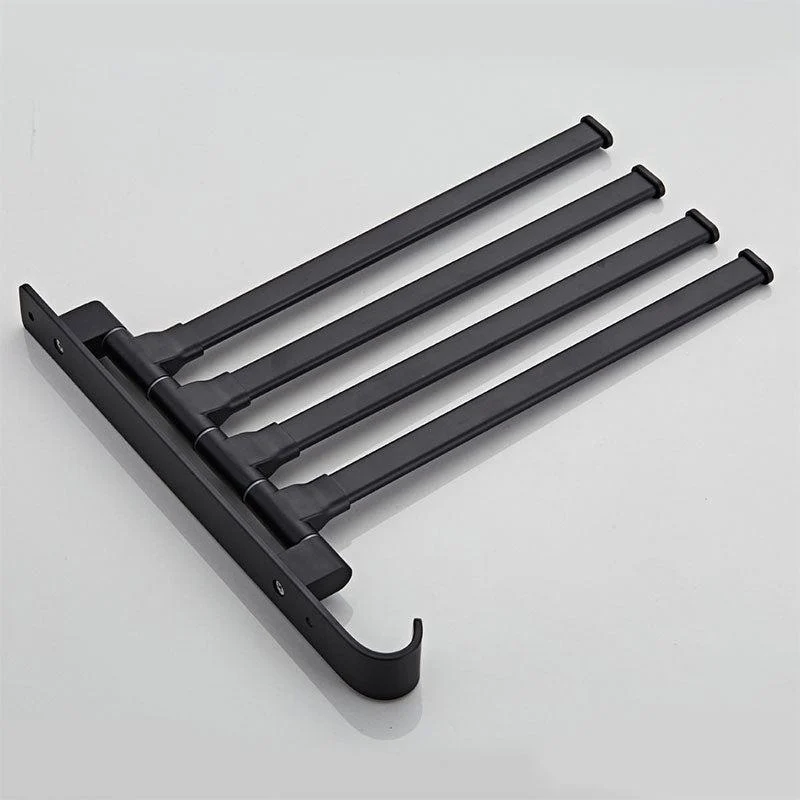 Matte Black Bathroom Swivel Towel Bar Space Saving Swinging Rack -Bathlova