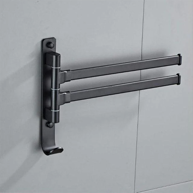 Matte Black Bathroom Swivel Towel Bar Space Saving Swinging Rack -Bathlova