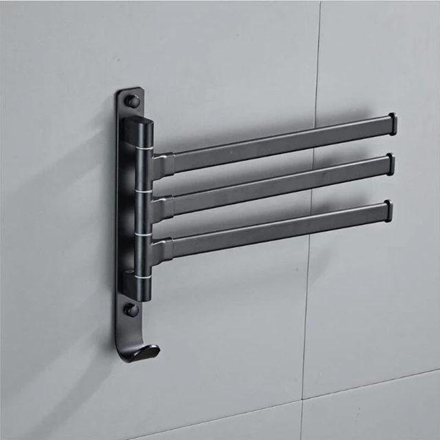 Matte Black Bathroom Swivel Towel Bar Space Saving Swinging Rack -Bathlova